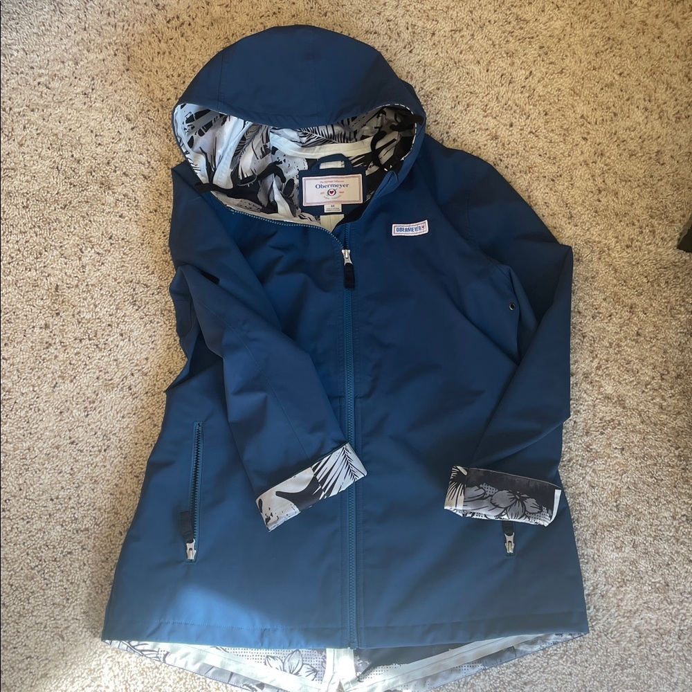 Obermeyer. Teal. Hooded Jacket with Patterned Lining